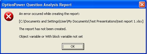 Object variable report error